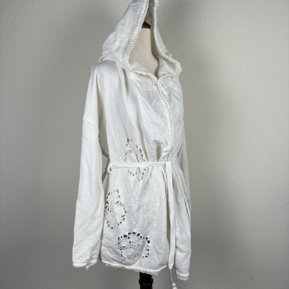 Free People XS Oh Pretty Daze Cardigan Ivory White Beach Swim Coverup Hooded